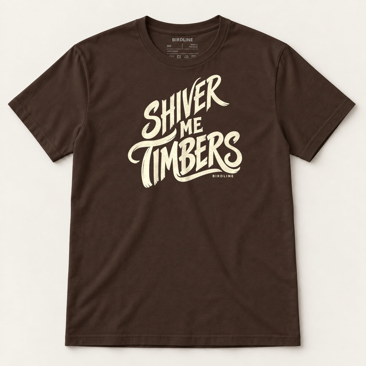 Shiver Me Timbers T-Shirt in Dark Chocolate, front view