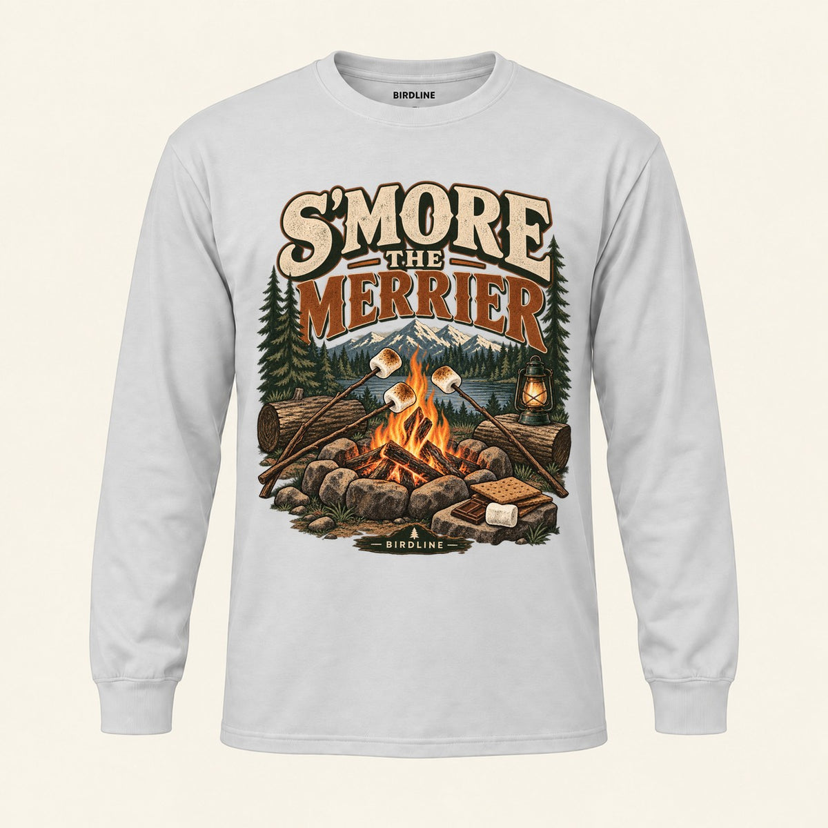 S'more The Merrier Long Sleeve Shirt in Ash, front view