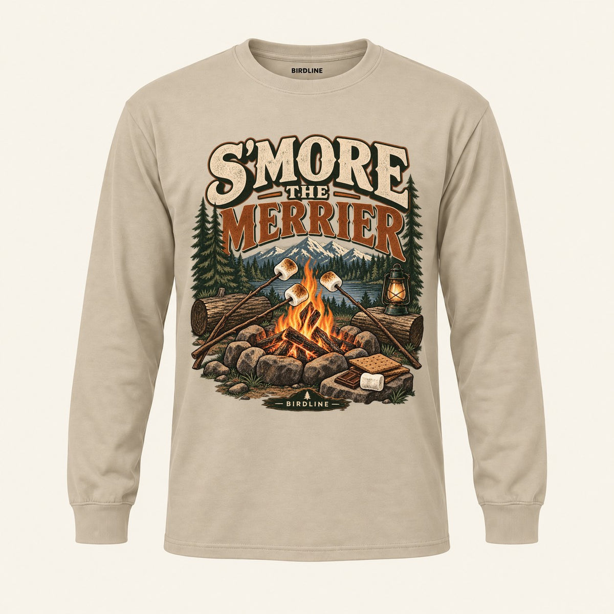 S'more The Merrier Long Sleeve Shirt in Sand, front view