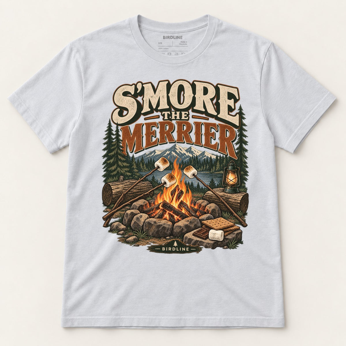 S'more The Merrier T-Shirt in Ice Grey, front view