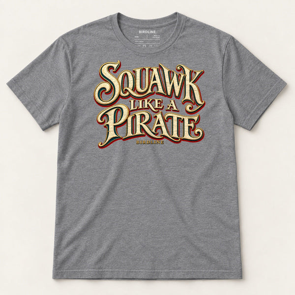 Squawk Like A Pirate T-Shirt in Graphite Heather, front view