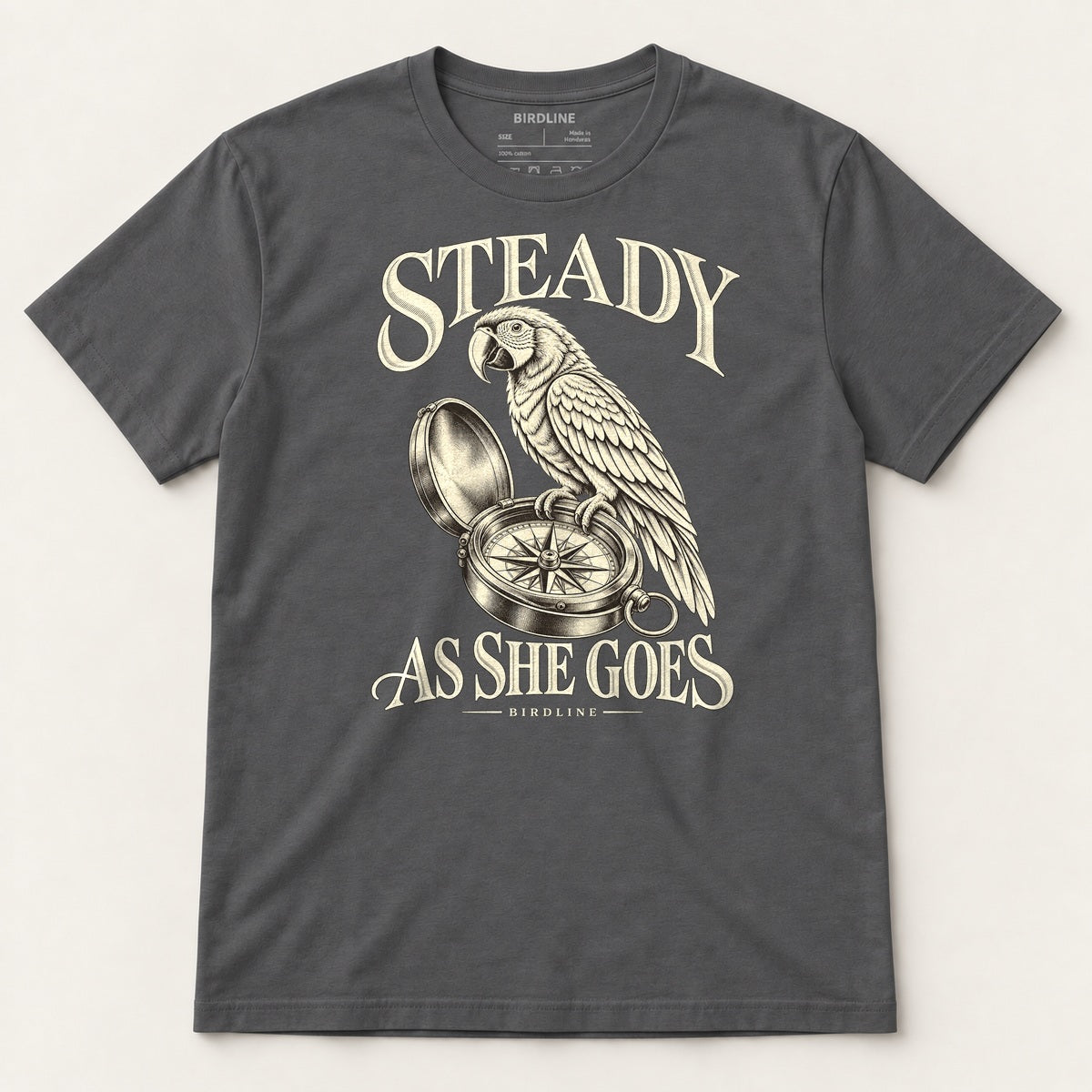 Steady As She Goes T-Shirt in Charcoal, front view
