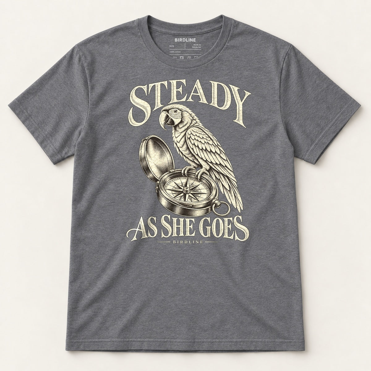 Steady As She Goes T-Shirt in Dark Heather Grey, front view