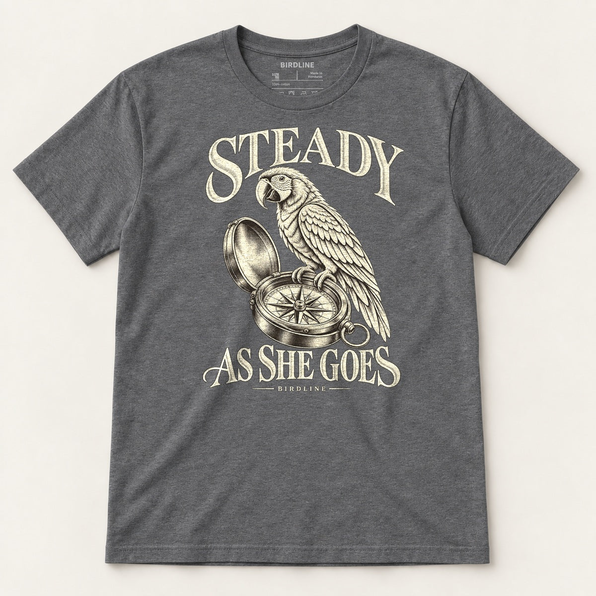 Steady As She Goes T-Shirt in Dark Heather, front view