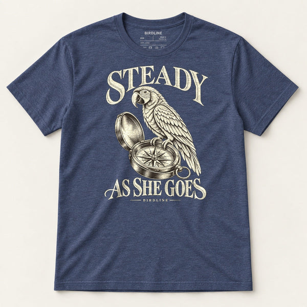 Steady As She Goes T-Shirt in Heather Navy, front view