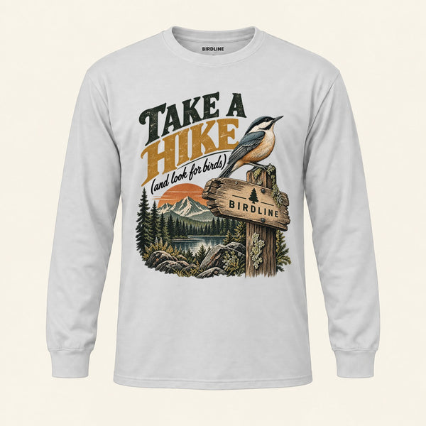 Take A Hike Long Sleeve Shirt in Ash, front view