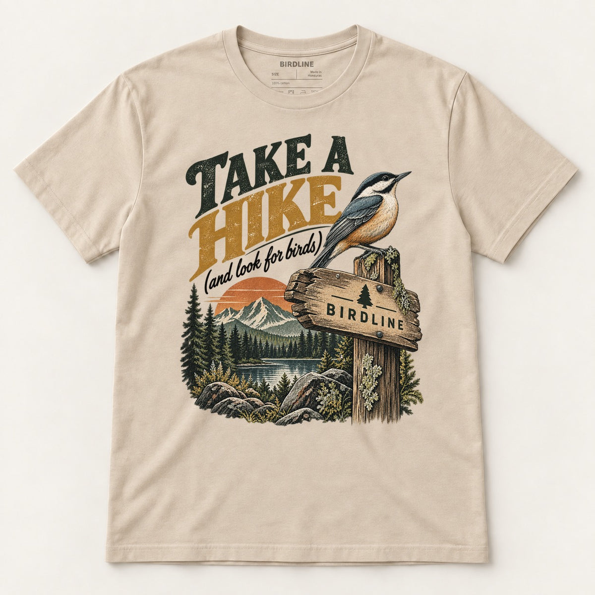 Take A Hike T-Shirt in Sand, front view