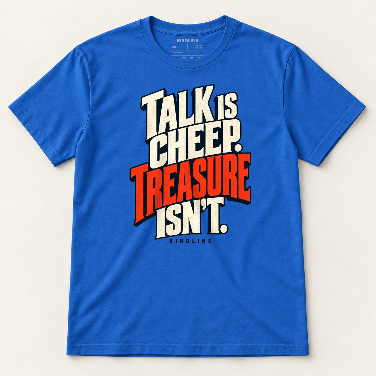 Talk Is Cheep T-Shirt in Royal, front view