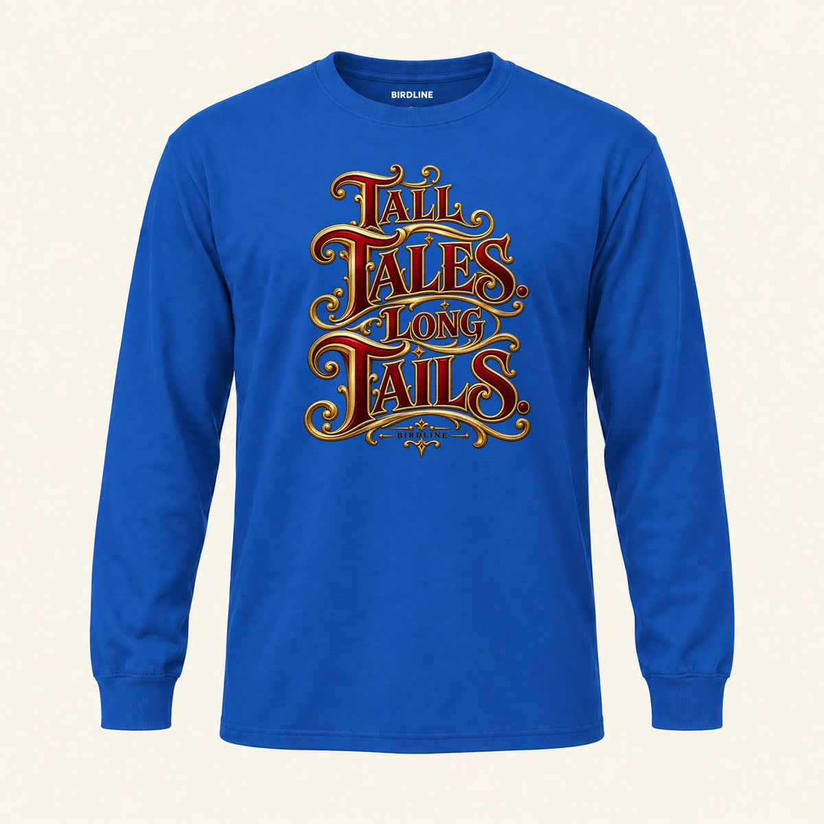 Tall Tales Long Tails Long Sleeve Shirt in Royal, front view