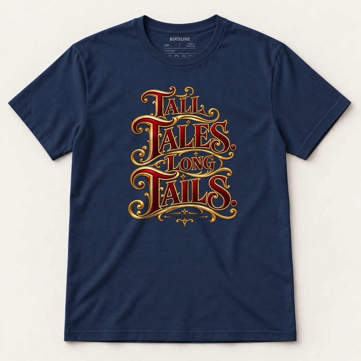 Tall Tales Long Tails T-Shirt in Navy, front view