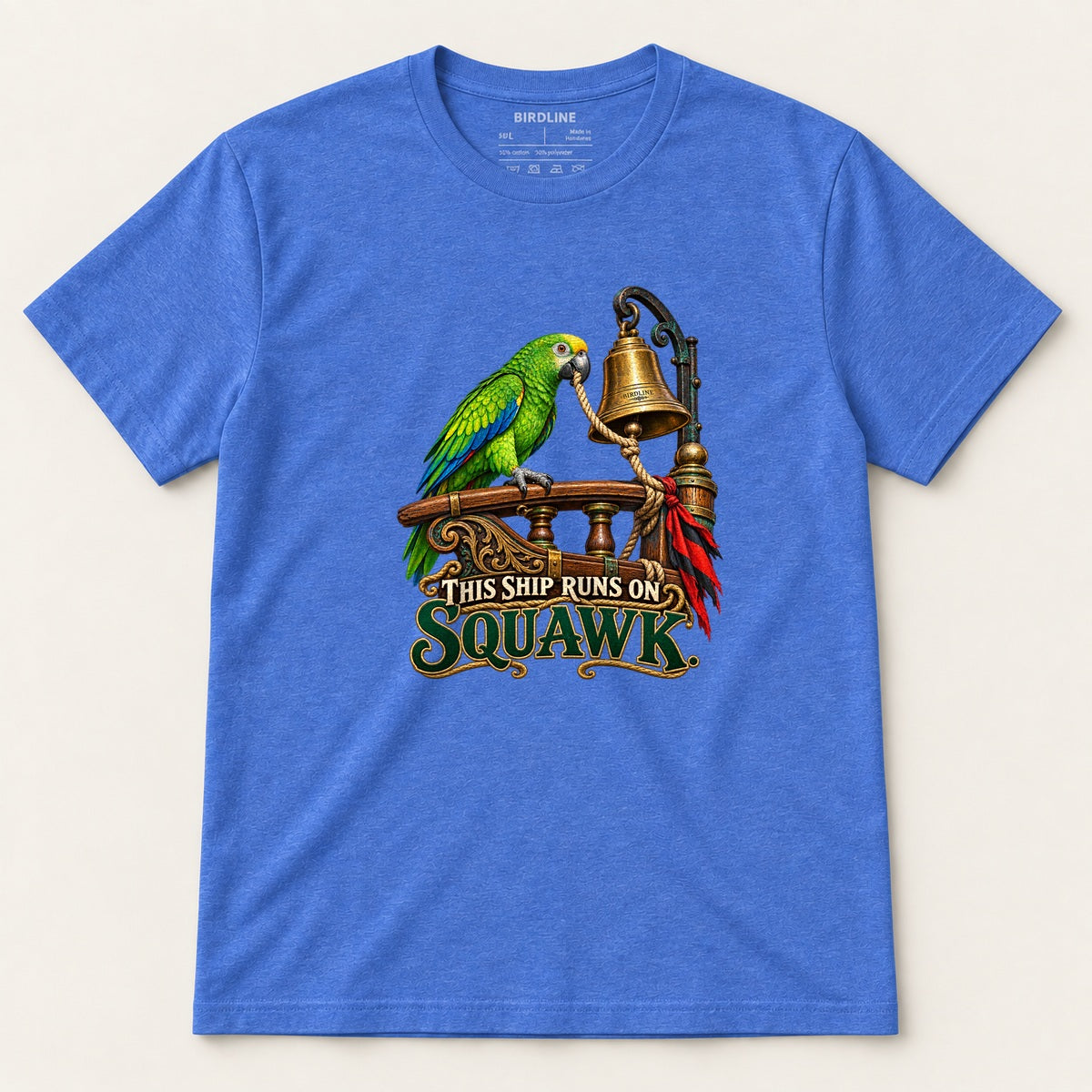 This Ship Runs On Squawk T-Shirt in Heather Royal, front view