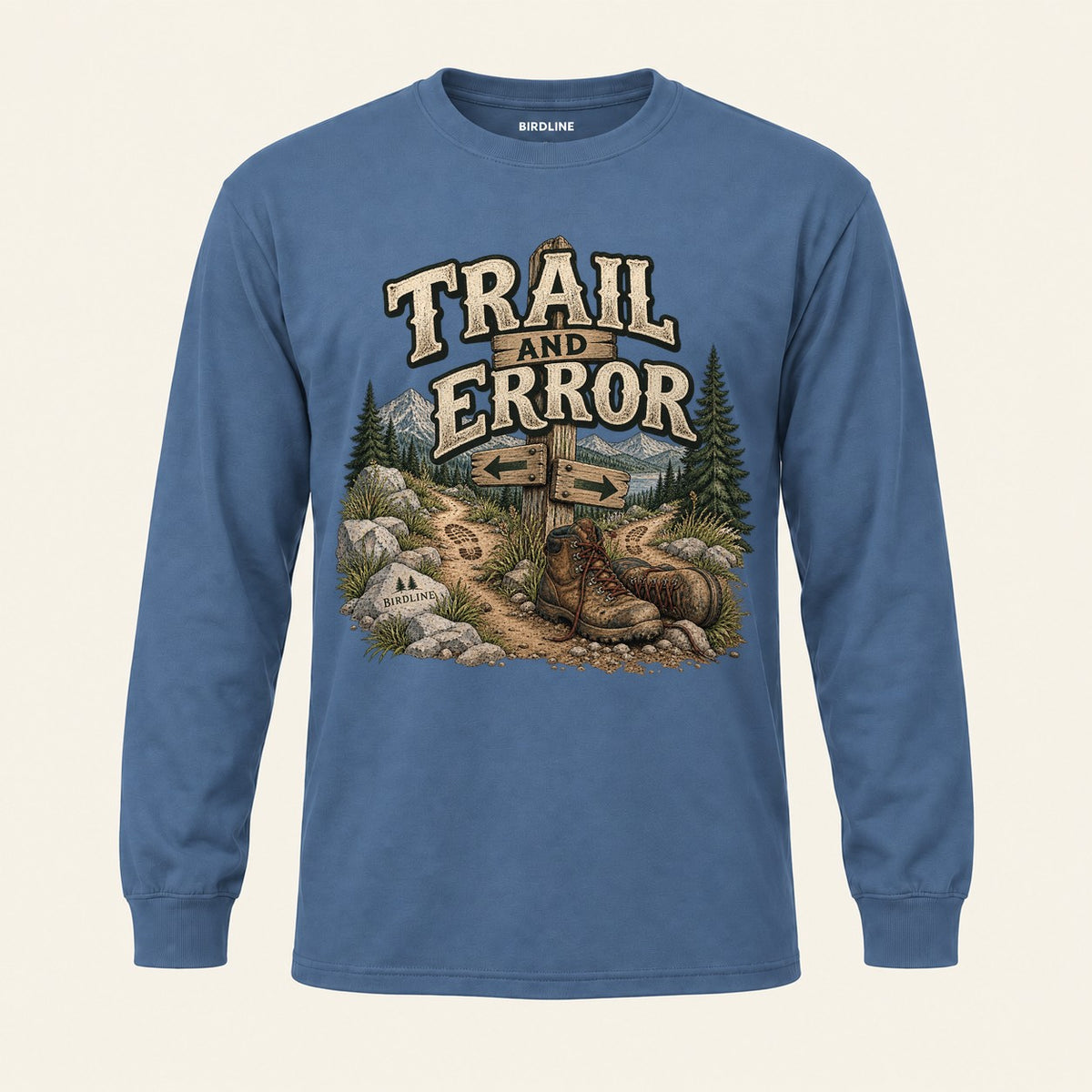 Trail And Error Long Sleeve Shirt in Indigo Blue, front view