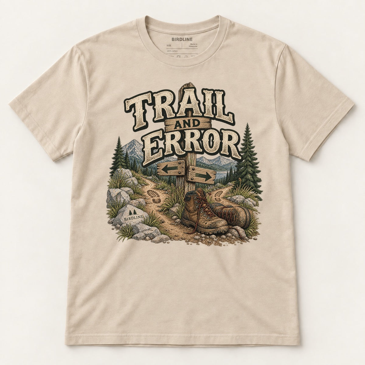 Trail And Error T-Shirt in Sand, front view