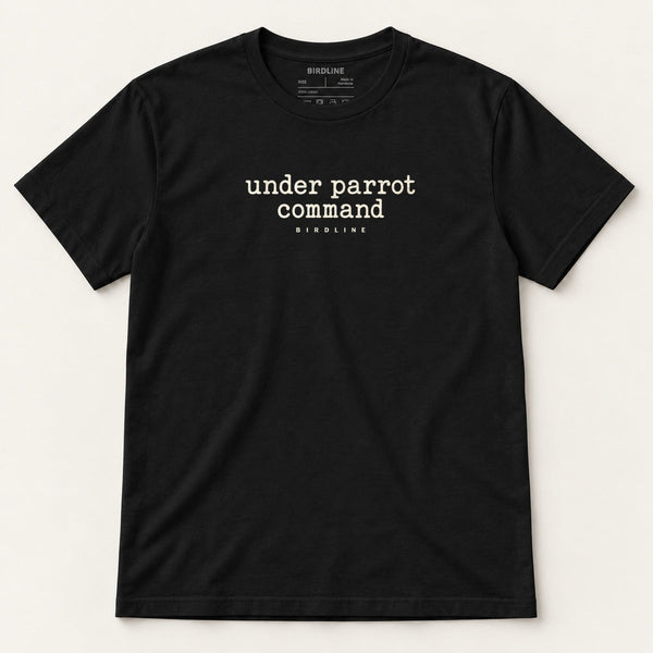 Under Parrot Command T-Shirt in Black, front view