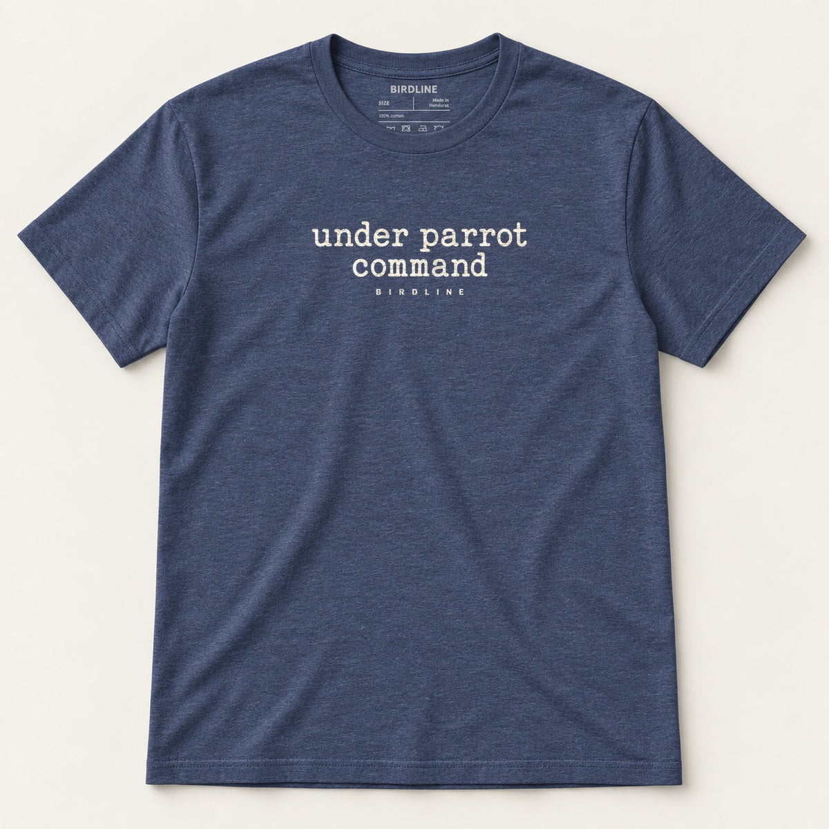 Under Parrot Command T-Shirt in Heather Navy, front view