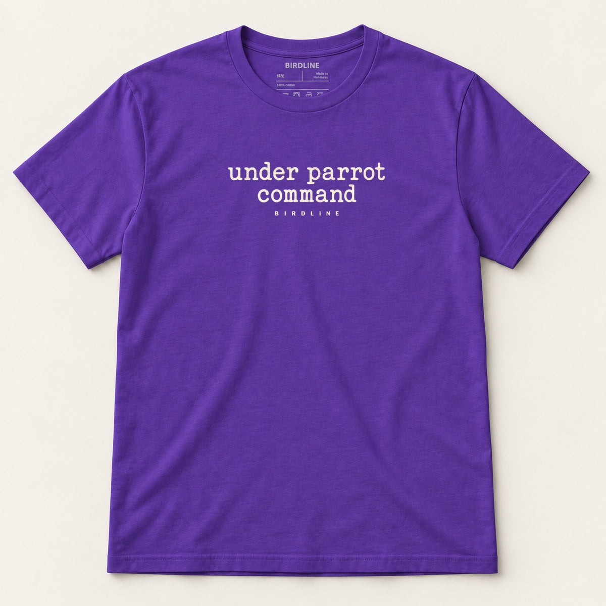 Under Parrot Command T-Shirt in Purple, front view