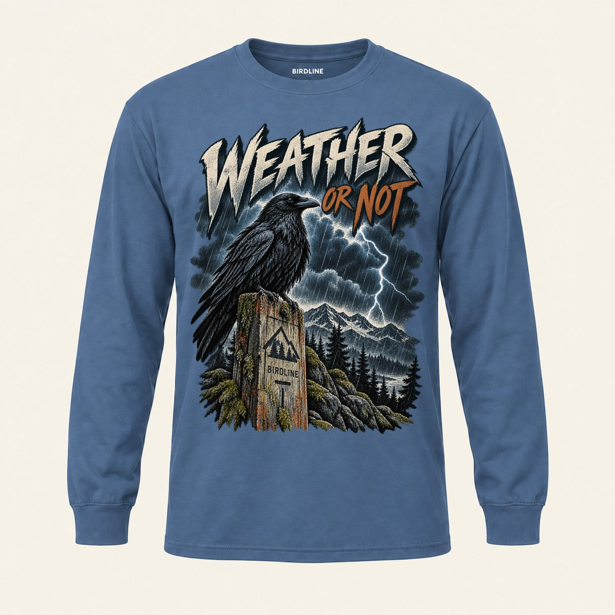 Weather Or Not Long Sleeve Shirt in Indigo Blue, front view