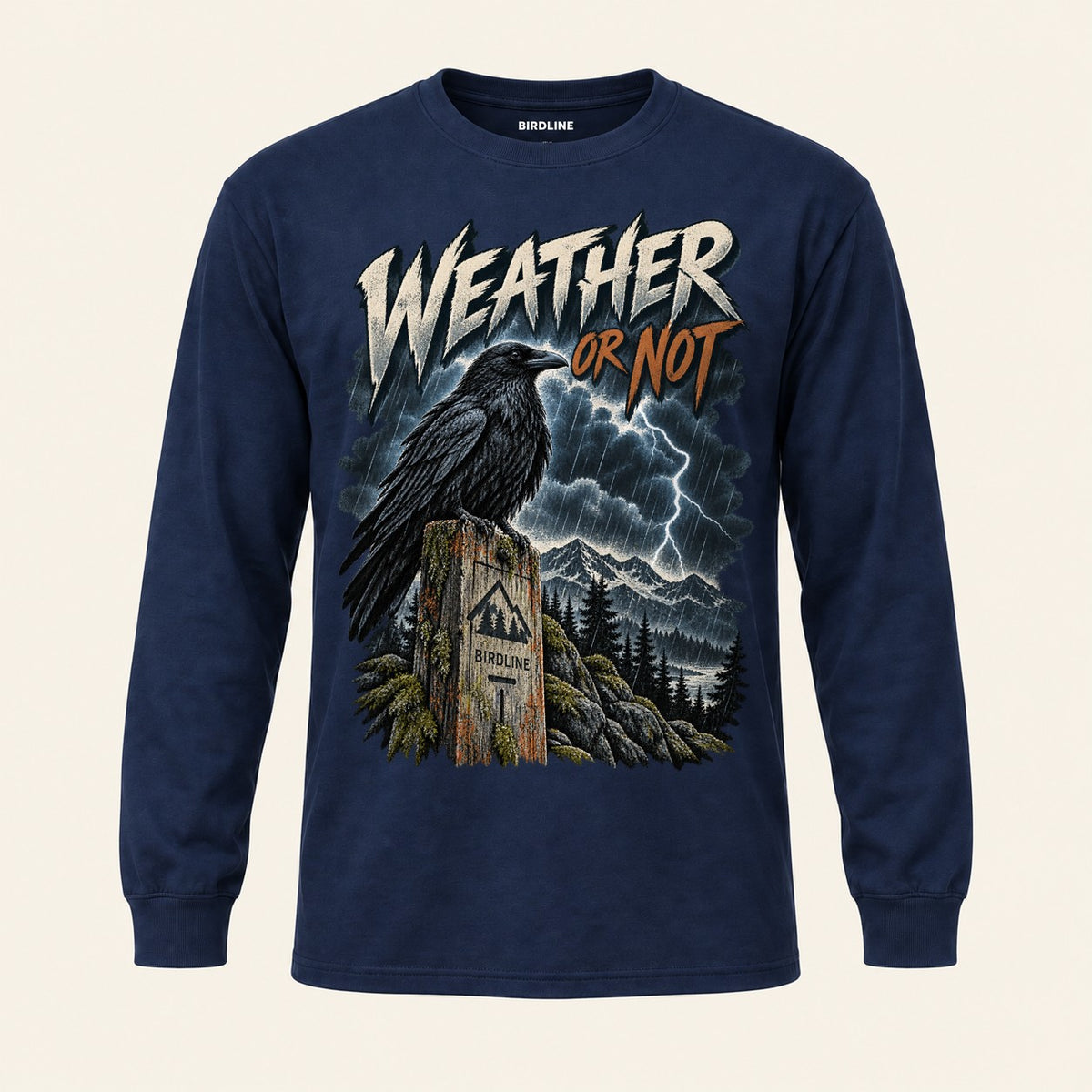 Weather Or Not Long Sleeve Shirt in Navy, front view