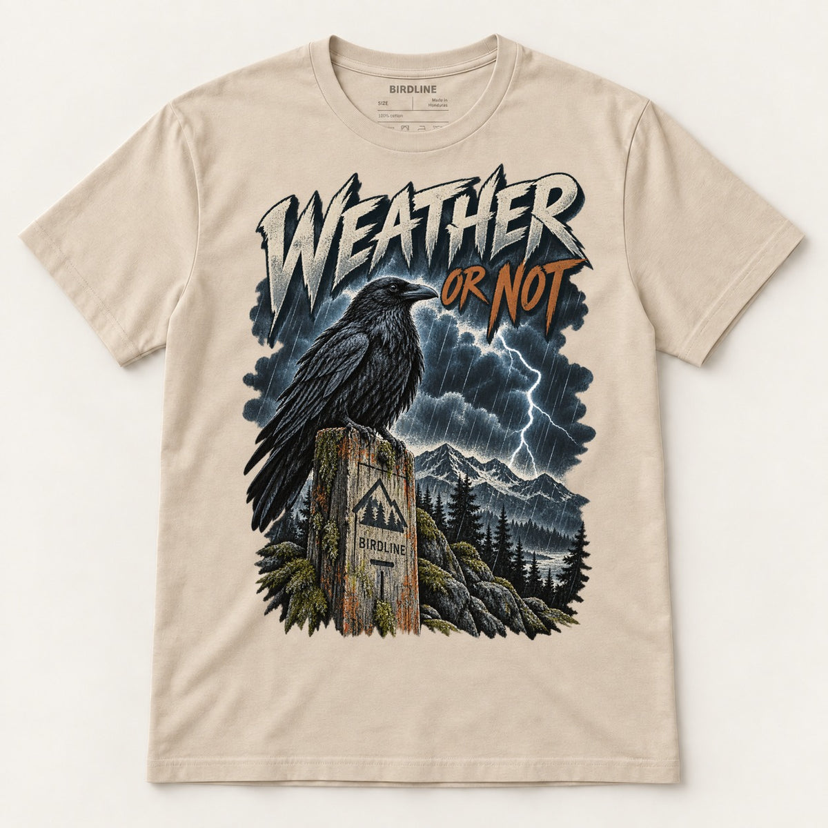 Weather Or Not T-Shirt in Sand, front view