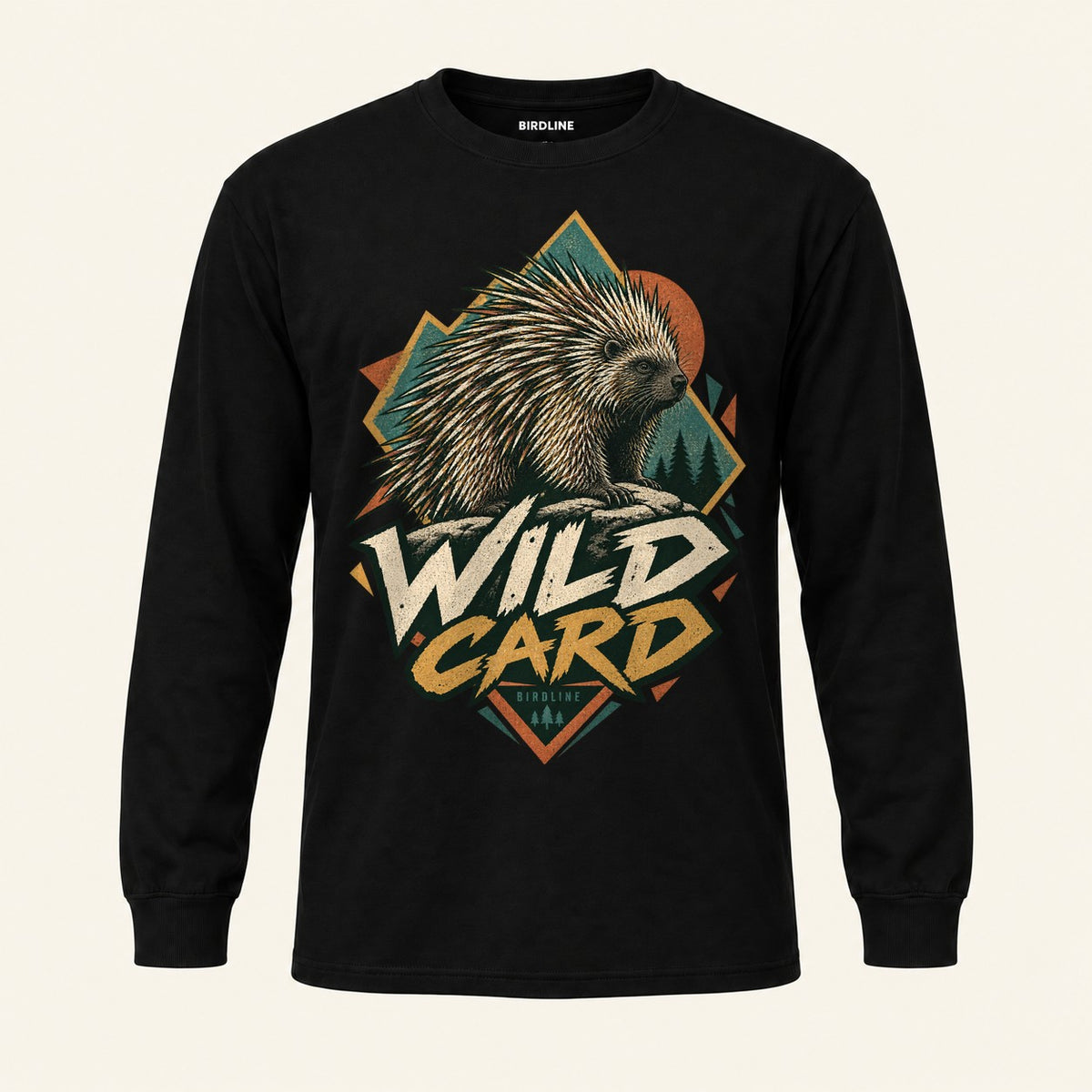 Wild Card Long Sleeve Shirt in Black, front view