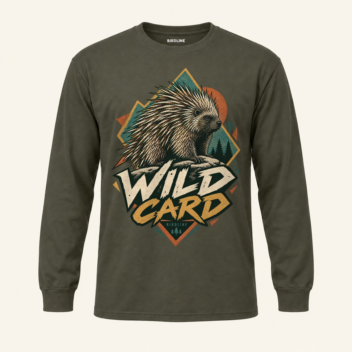 Wild Card Long Sleeve Shirt in Military Green, front view