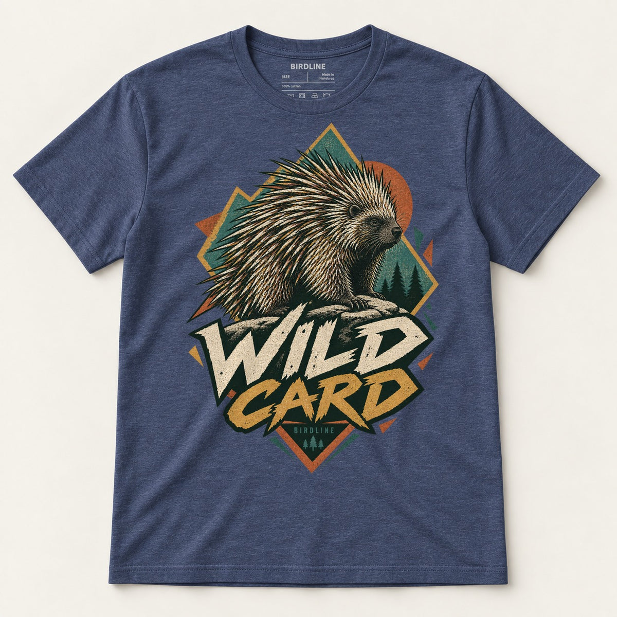 Wild Card T-Shirt in Heather Navy, front view