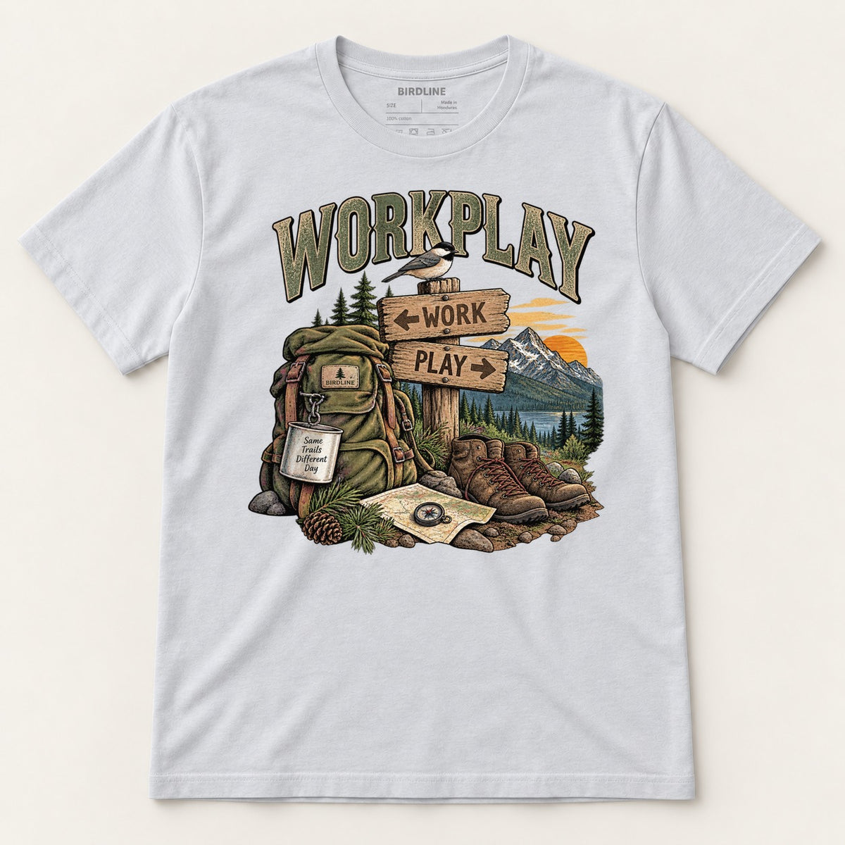 Workplay T-Shirt in Ice Grey, front view