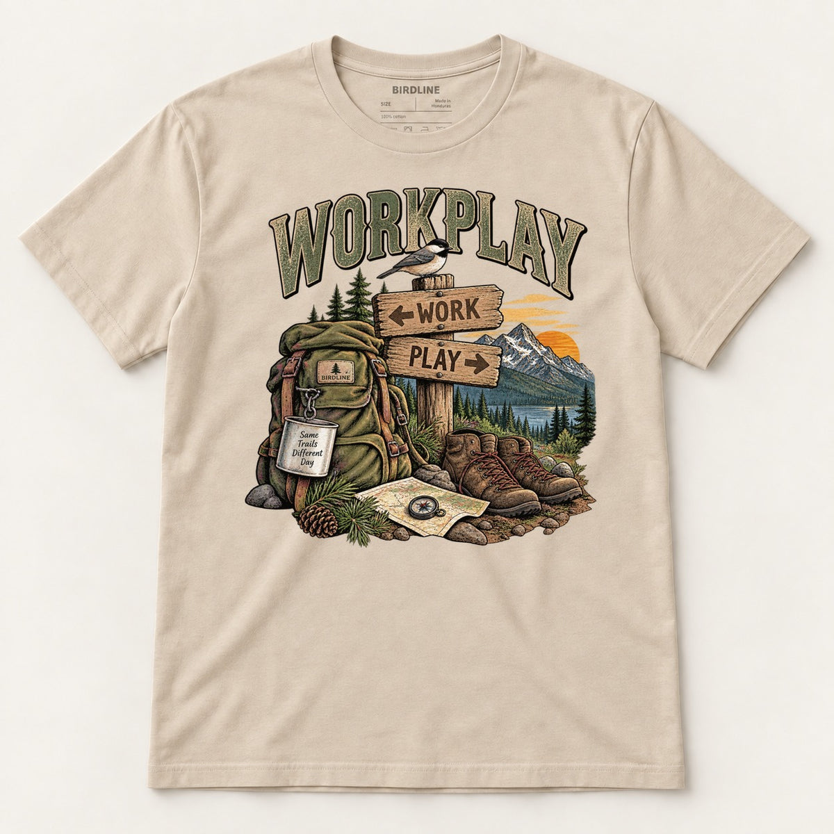 Workplay T-Shirt in Sand, front view
