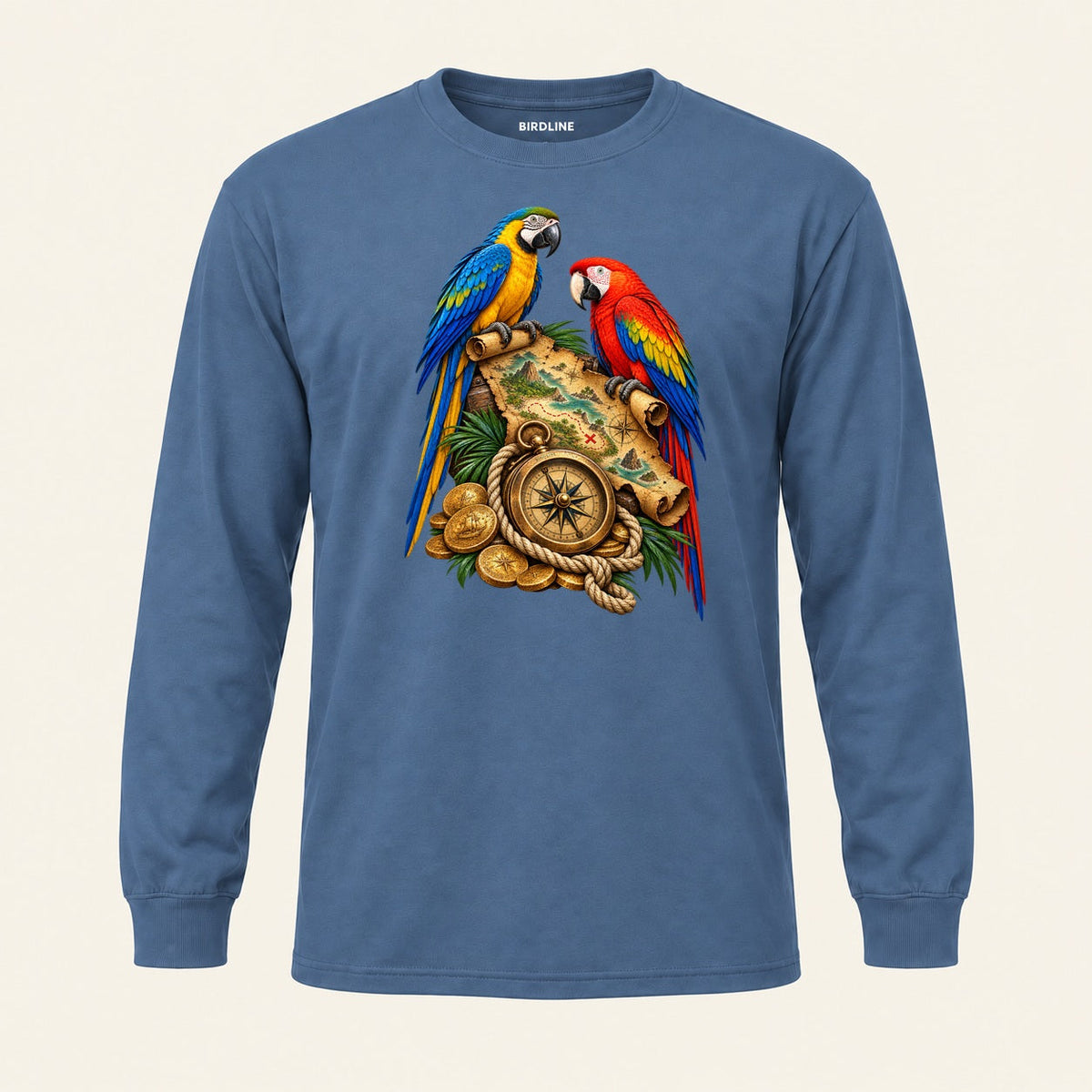 X Marks The Perch Long Sleeve Shirt in Indigo Blue, front view