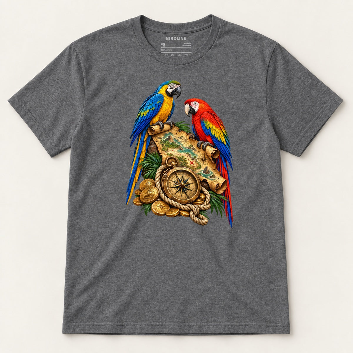 X Marks The Perch T-Shirt in Dark Heather, front view