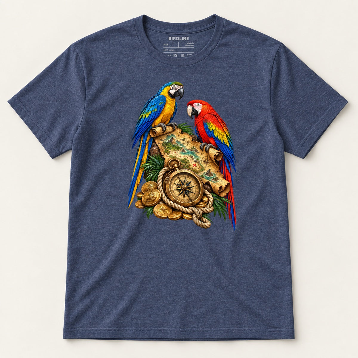 X Marks The Perch T-Shirt in Heather Navy, front view