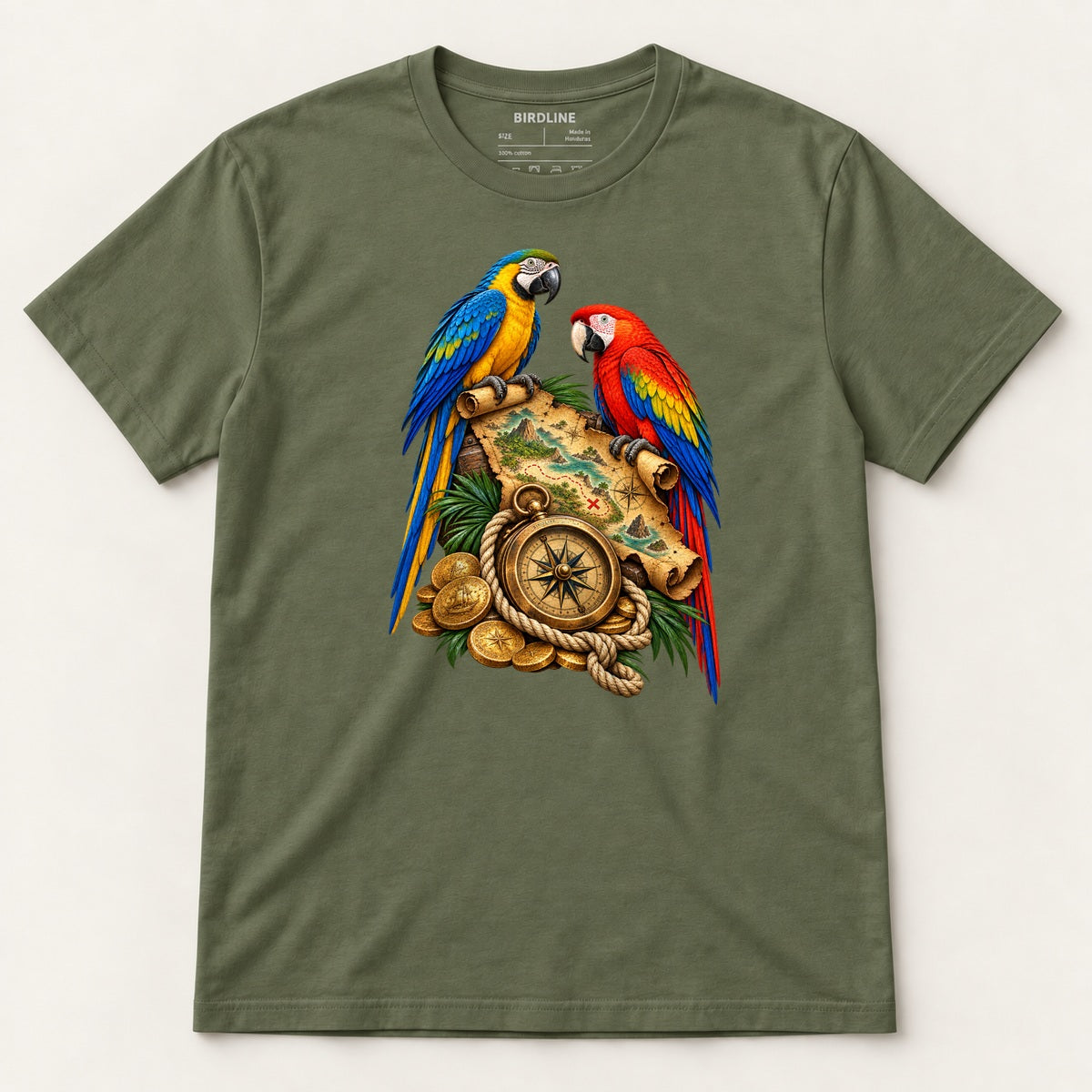 X Marks The Perch T-Shirt in Military Green, front view