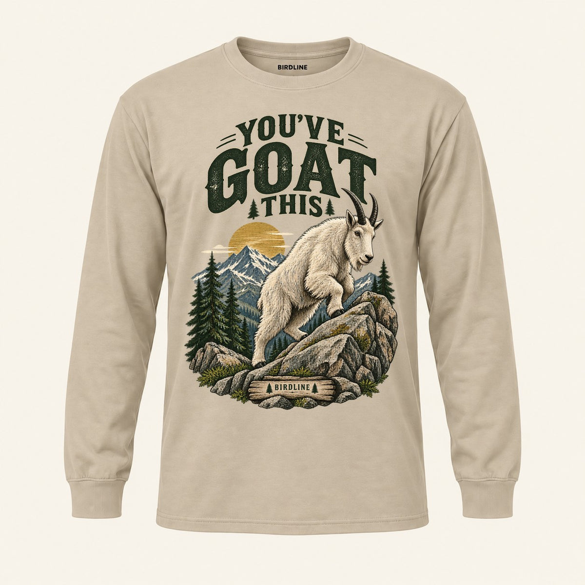 You've Goat This Long Sleeve Shirt in Sand, front view