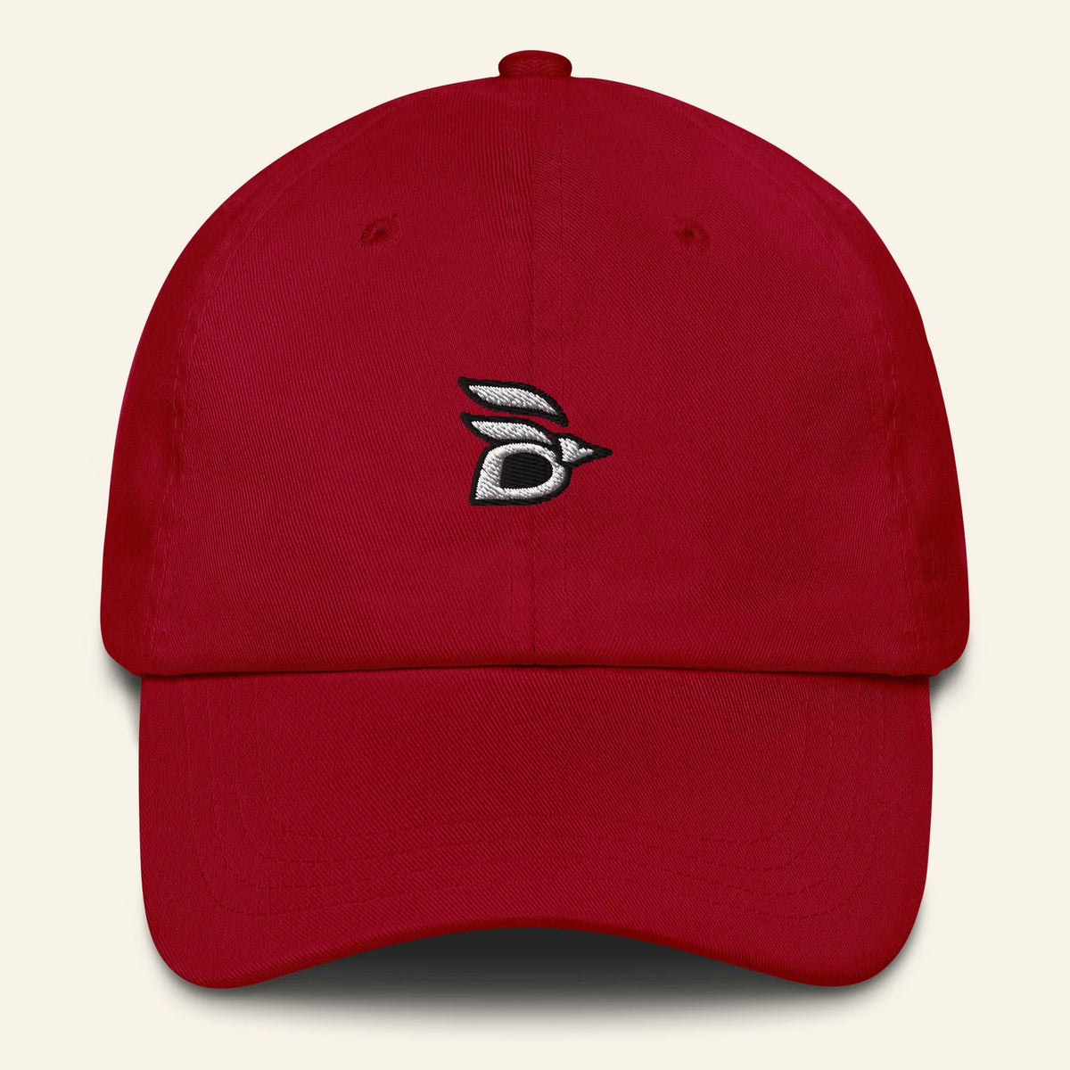 Birdline Logo Dad Hat in Cranberry, front view
