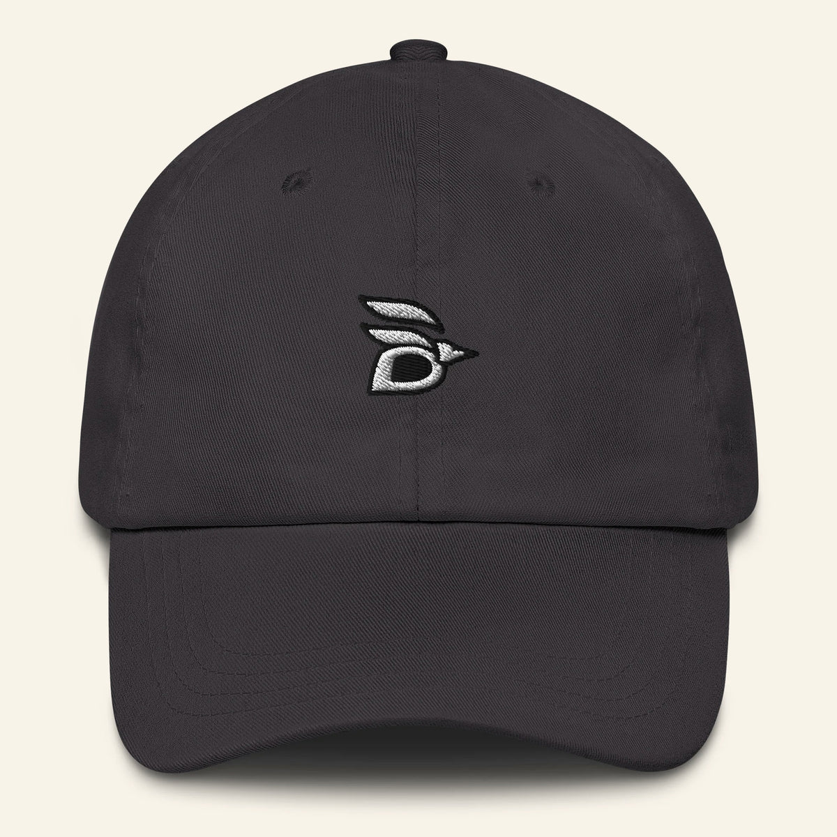 Birdline Logo Dad Hat in Dark Grey, front view