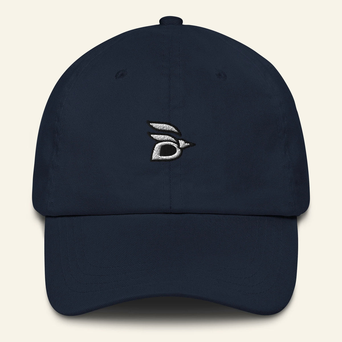 Birdline Logo Dad Hat in Navy, front view