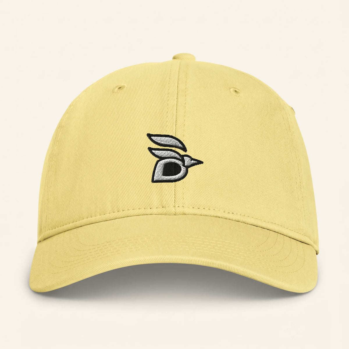 Birdline Logo Washed Cap in Butter, front view