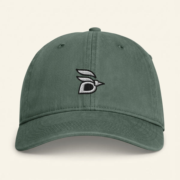 Birdline Logo Washed Cap in Moss, front view