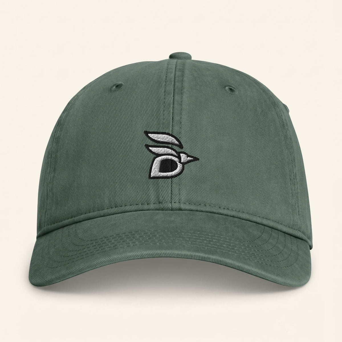 Birdline Logo Washed Cap in Moss, front view