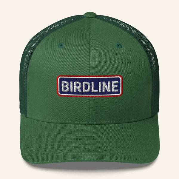 Birdline Heritage Bar Trucker Hat in Evergreen, front view