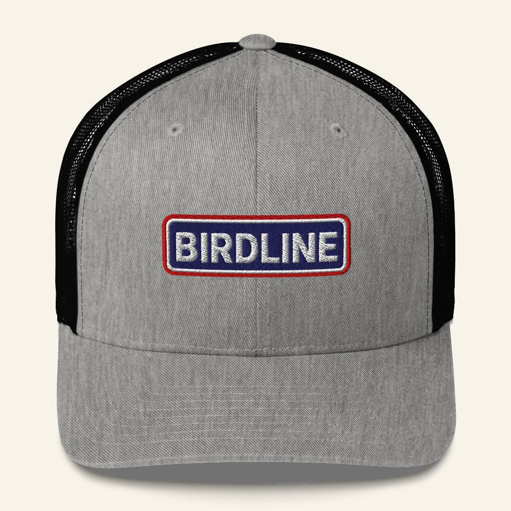 Birdline Heritage Bar Trucker Hat in Heather/Black, front view