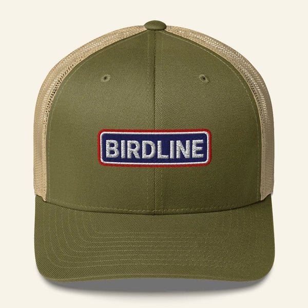 Birdline Heritage Bar Trucker Hat in Moss/ Khaki, front view