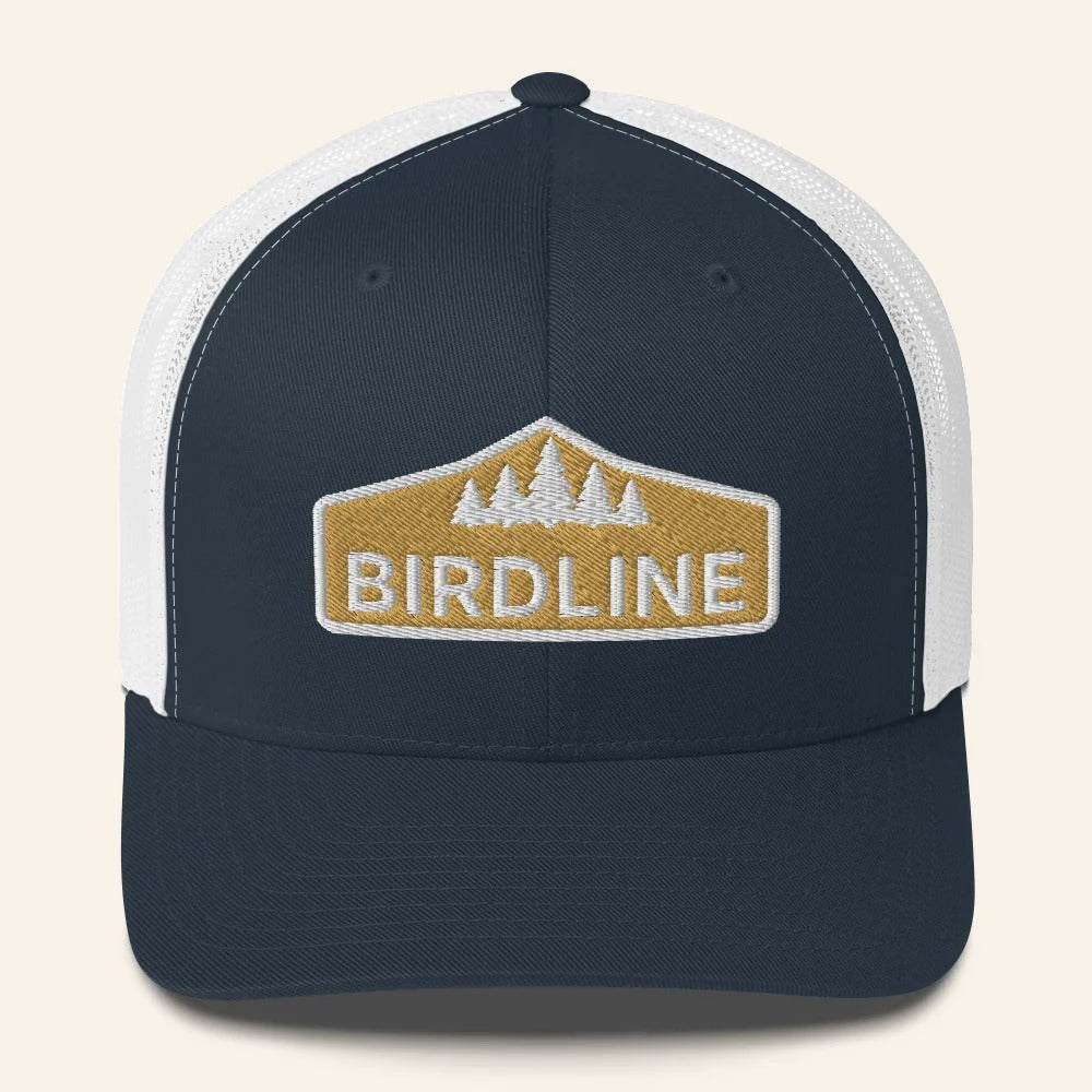 Birdline Golden Treeline Trucker Hat in Navy/White, front view