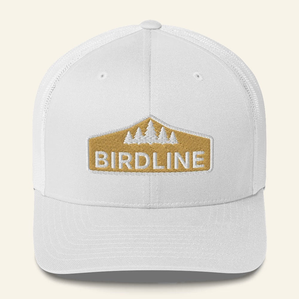 Birdline Golden Treeline Trucker Hat in White, front view