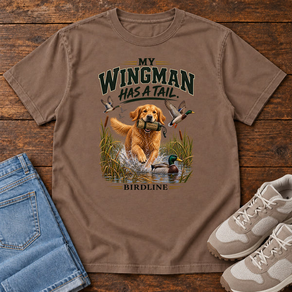 My Wingman Has a Tail T-Shirt in Espresso, front view