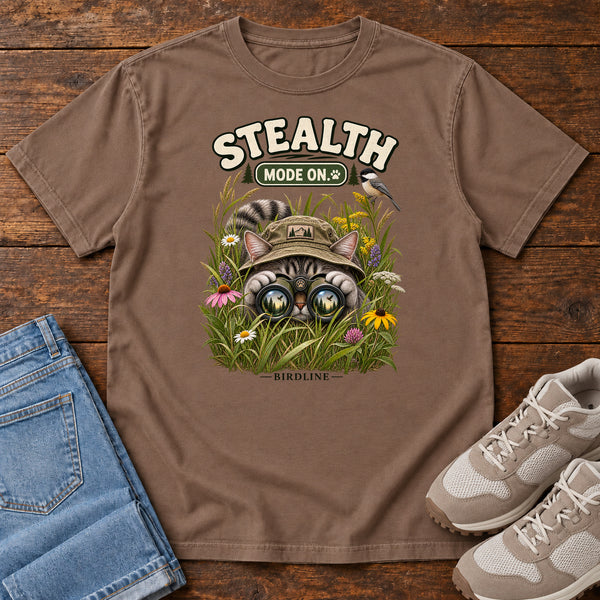 Stealth Mode On T-Shirt in Espresso, front view