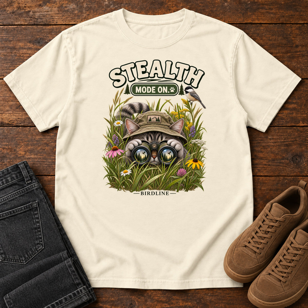 Stealth Mode On T-Shirt in Ivory