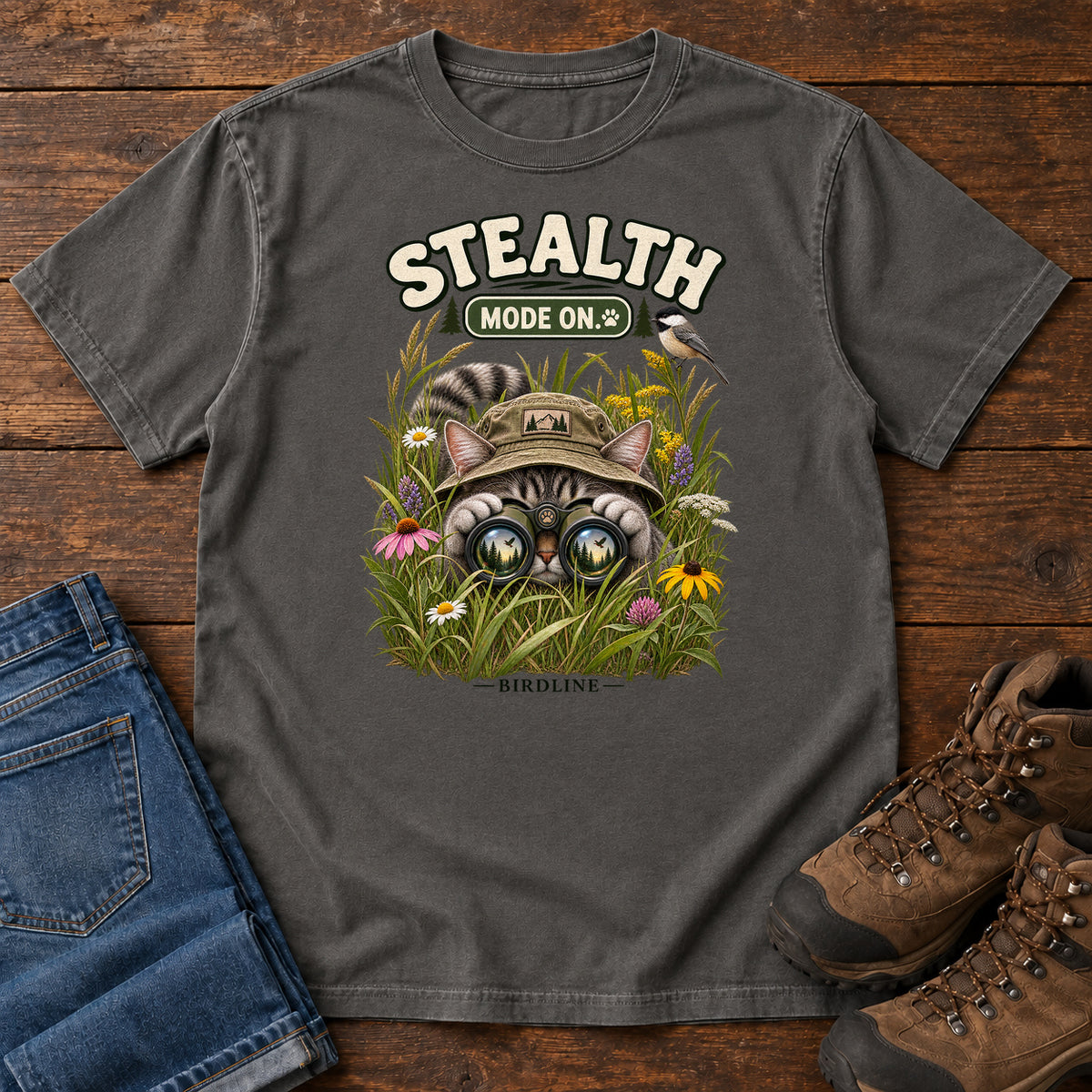 Stealth Mode On T-Shirt in Pepper