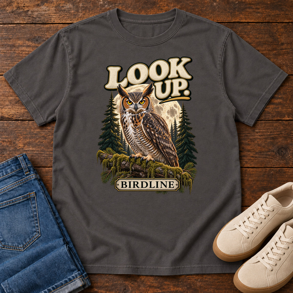 Look Up Owl T-Shirt in Graphite