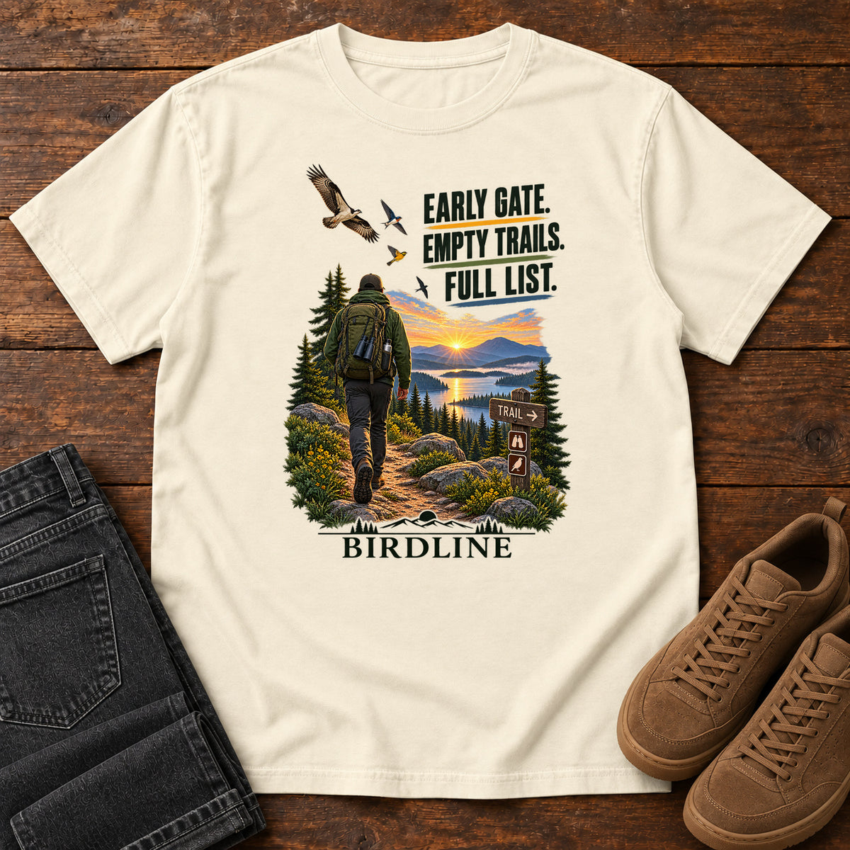 Early Gate Empty Trails Full List T-Shirt in Ivory